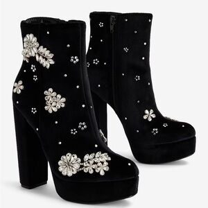 Embellished Black Ankle Boots
